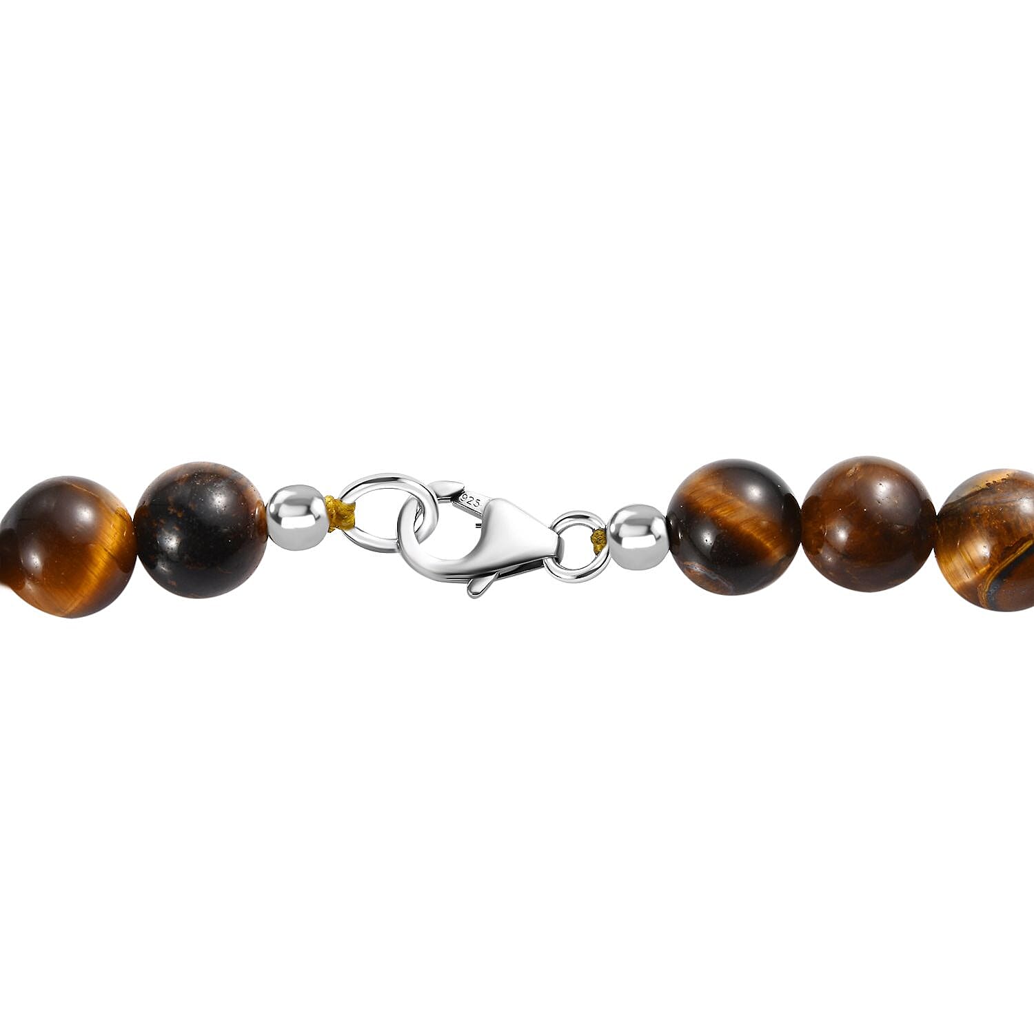  Tigers Eye Necklace (Size - 20) in Rhodium Overlay Sterling Silver 1.00 ct 1.000 Ct.