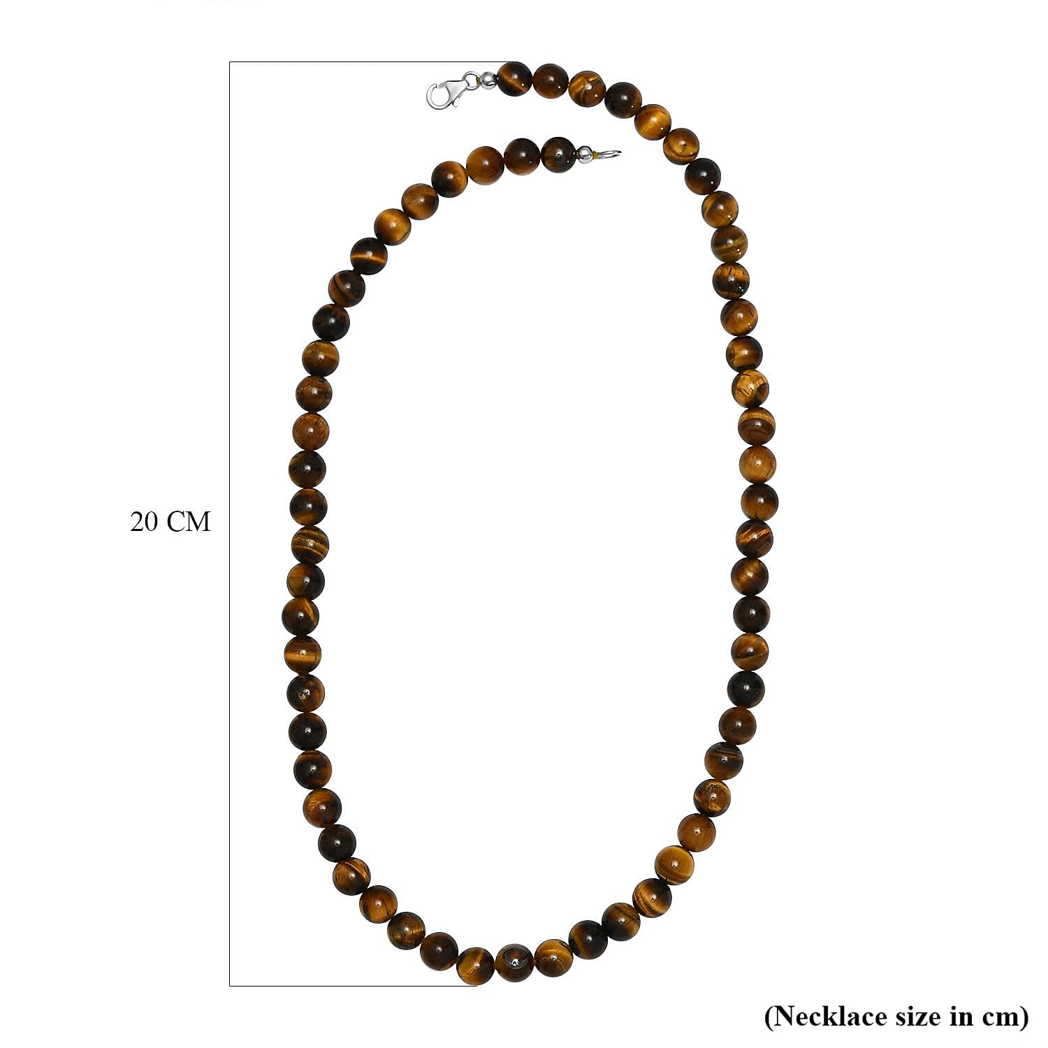  Tigers Eye Necklace (Size - 20) in Rhodium Overlay Sterling Silver 1.00 ct 1.000 Ct.