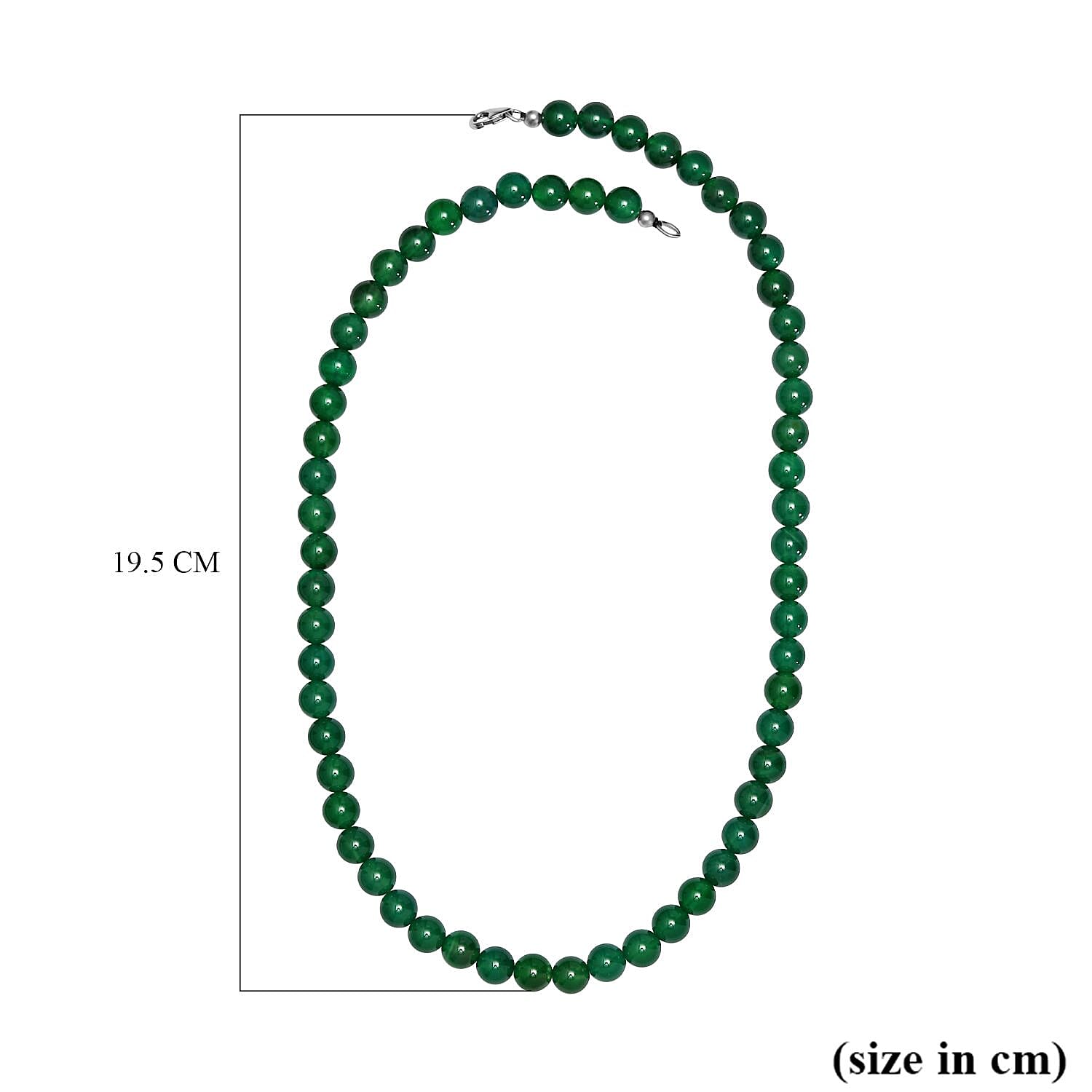 Verde Onyx Beads Necklace (Size - 20) in Rhodium Overlay Sterling Silver