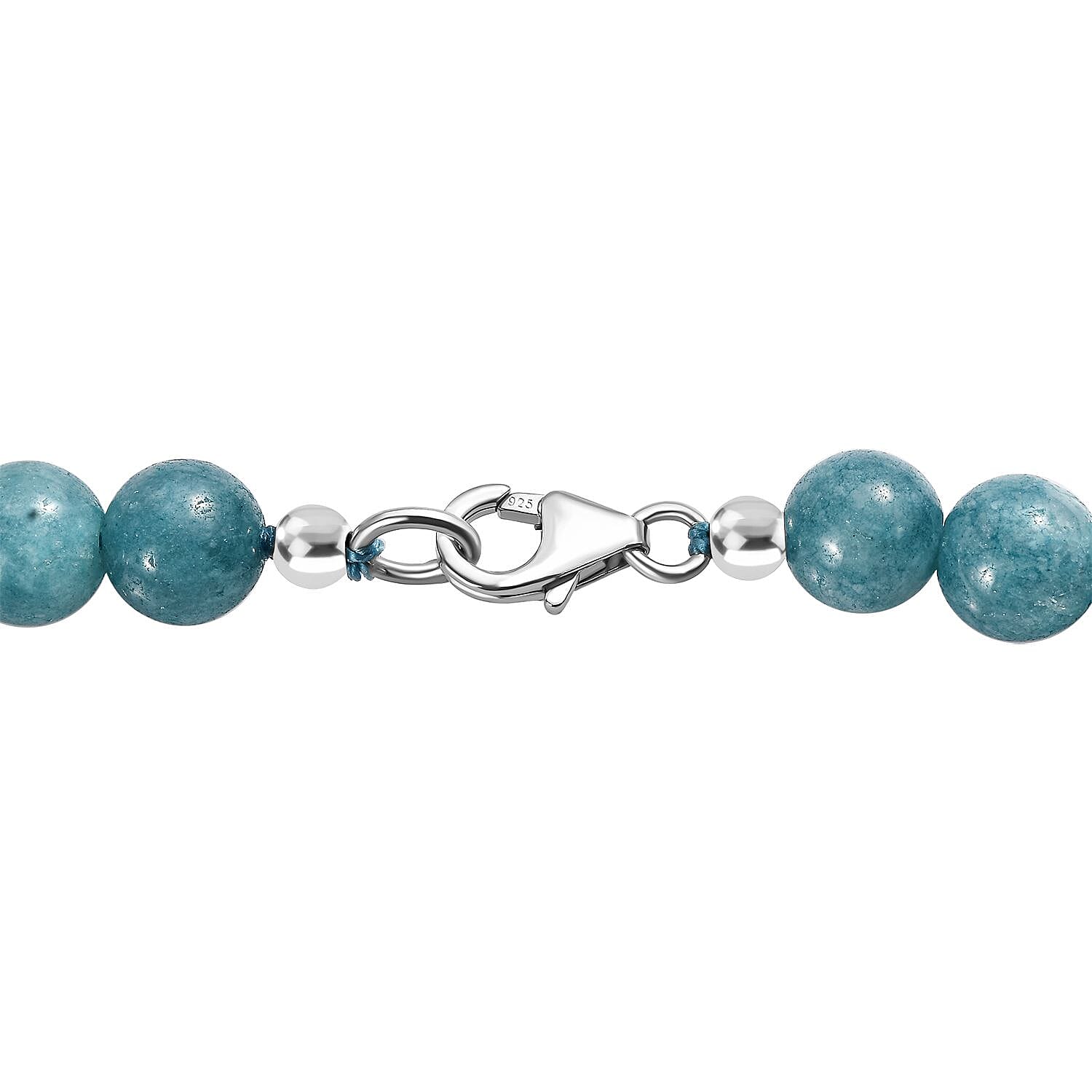 Aquamarine Beads Necklace (Size - 20) in Rhodium Overlay Sterling Silver