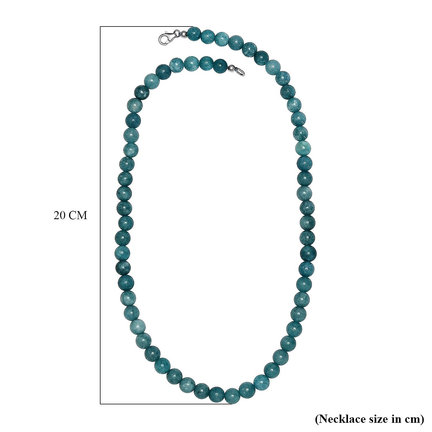 Aquamarine Beads Necklace (Size - 20) in Rhodium Overlay Sterling Silver