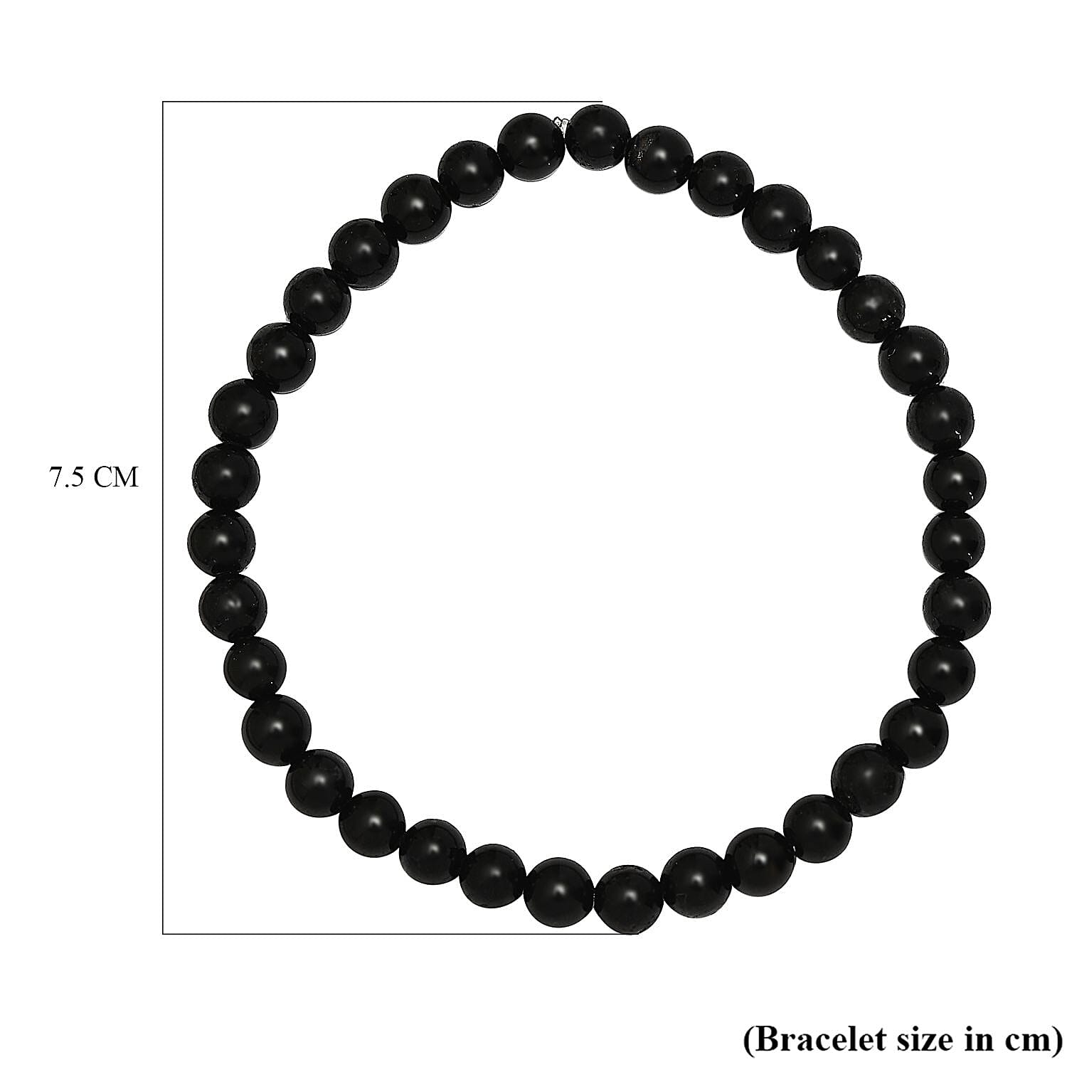 Black Tourmaline Beads Bracelet (Size - 7.5) 65.00 Ct.