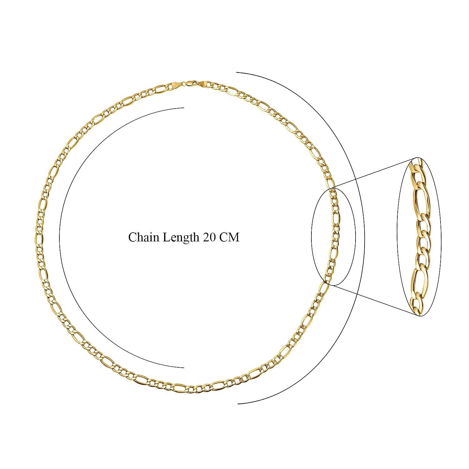 Italian Made Close Out- 9K Yellow Gold Diamond Cut Figaro Necklace (Size - 24), Gold Wt. 6.40 Gms