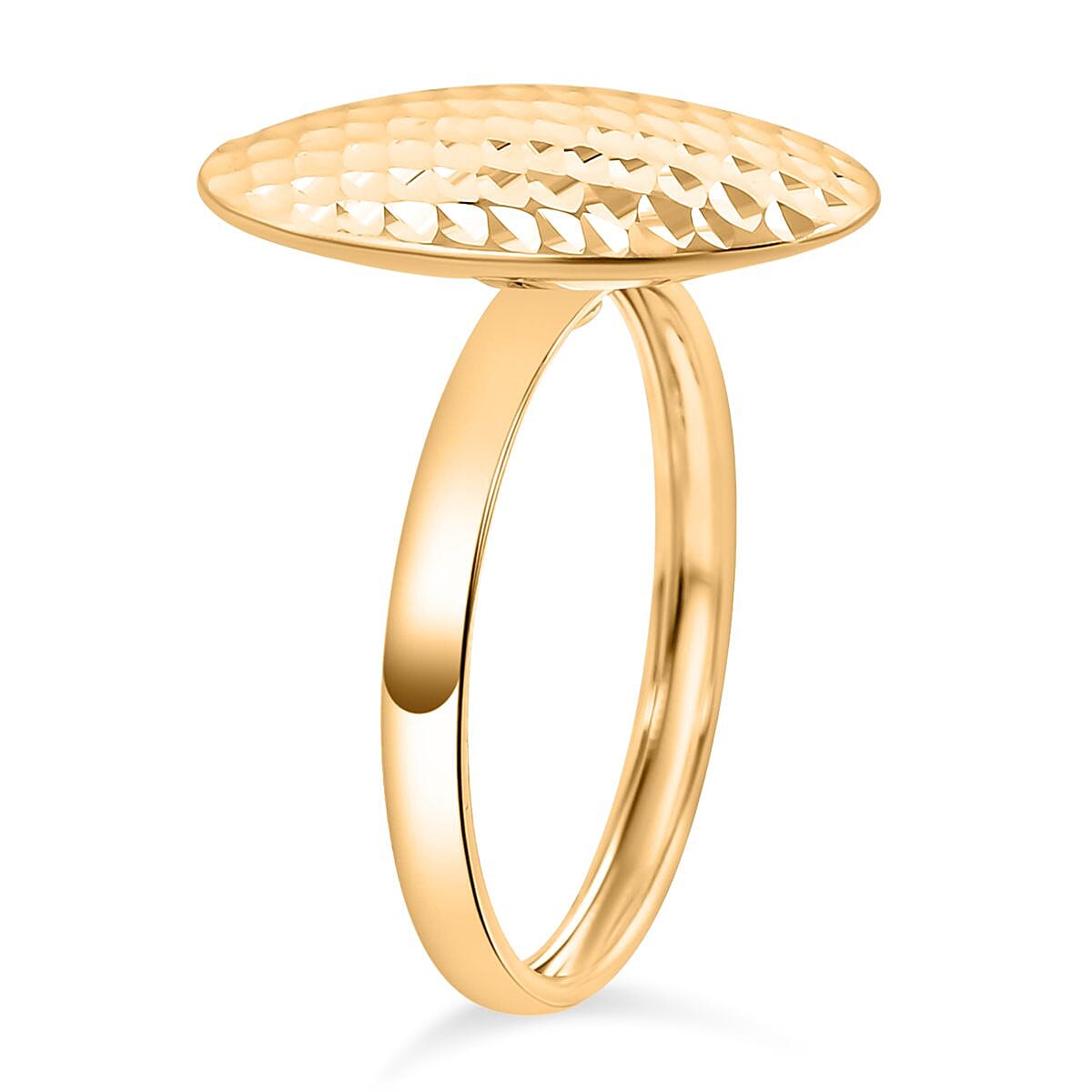 Closeout Deal- 9K Yellow Gold Diamond Cut Oval Ring