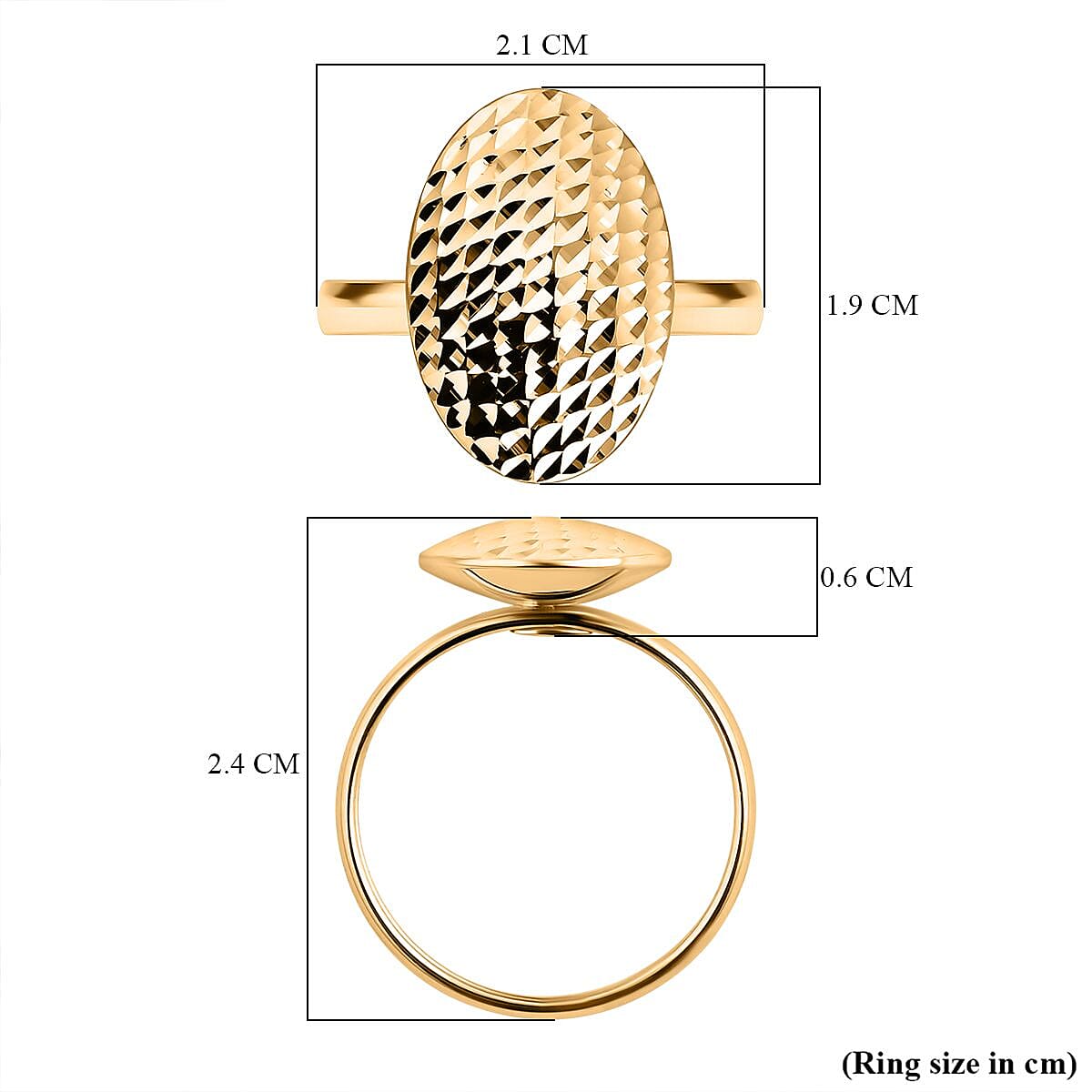 Closeout Deal- 9K Yellow Gold Diamond Cut Oval Ring