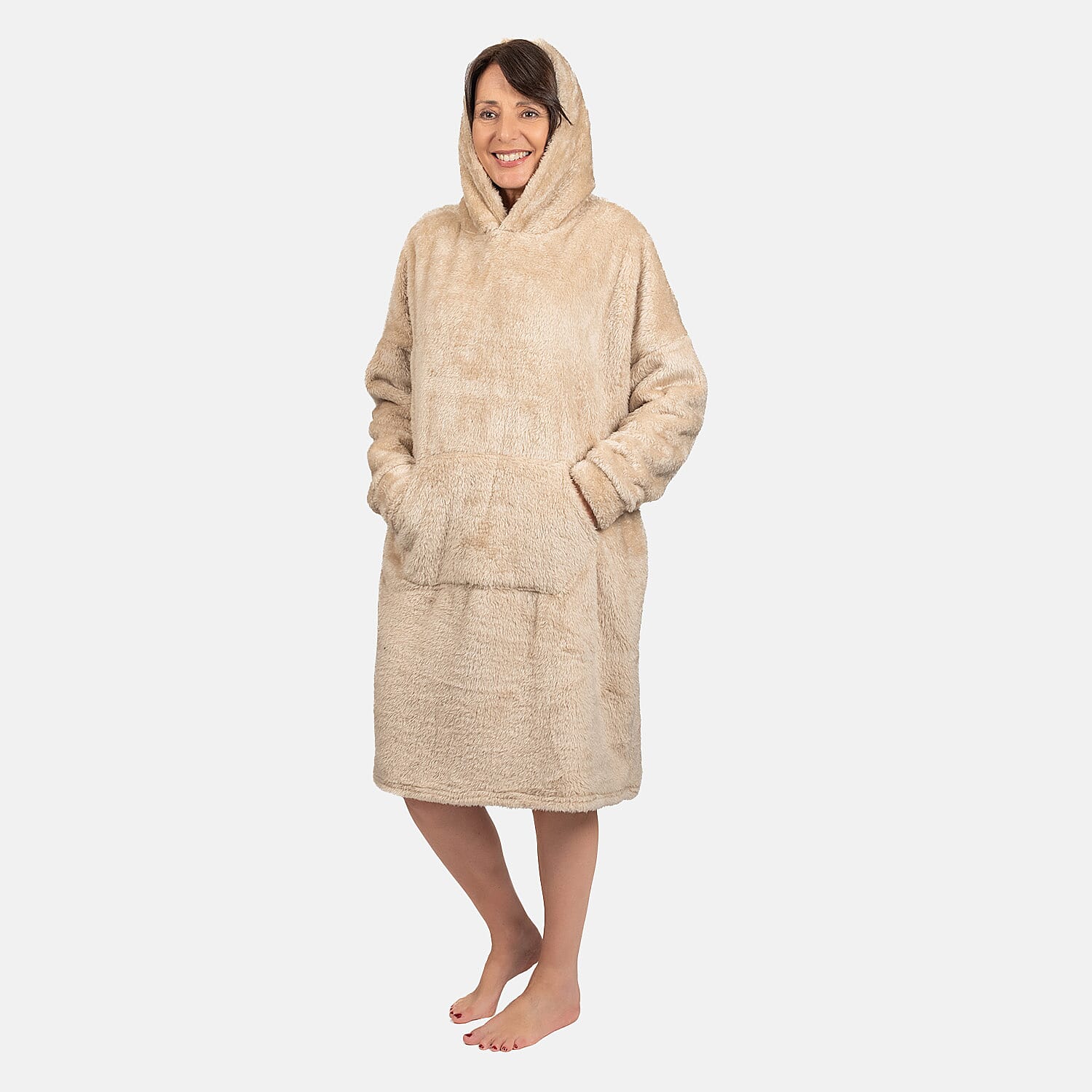 Luxurious Super Soft Blanket Hoodie (Over Sized) - Light Beige