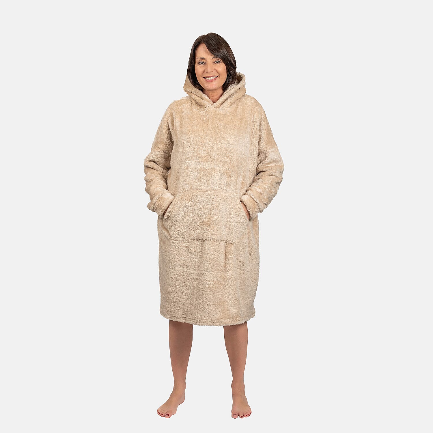 Luxurious Super Soft Blanket Hoodie (Over Sized) - Light Beige