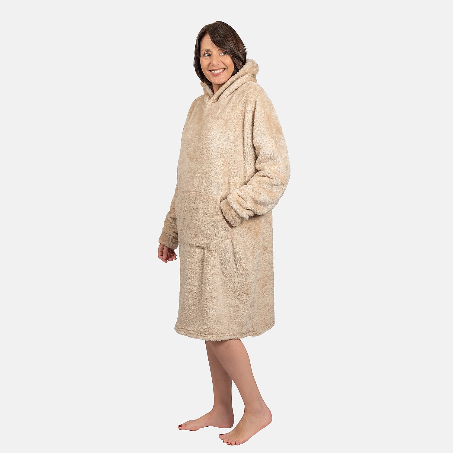 Luxurious Super Soft Blanket Hoodie (Over Sized) - Light Beige