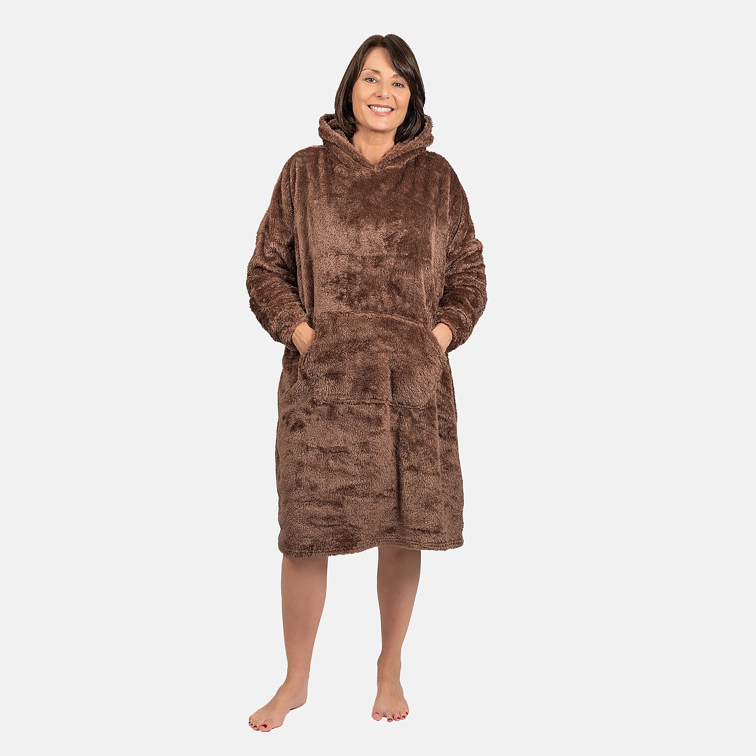 Luxurious Super Soft Sherpa Blanket Hoodie (Over Sized) - Chocolate Brown