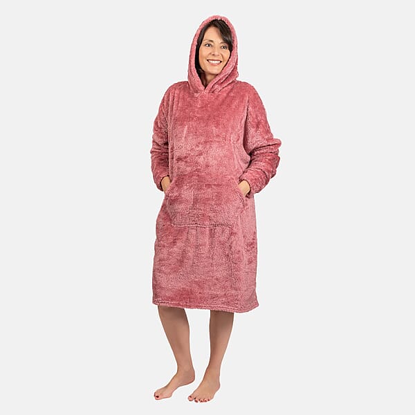 Luxurious Super Soft Sherpa Blanket Hoodie (Over Sized) Mauve