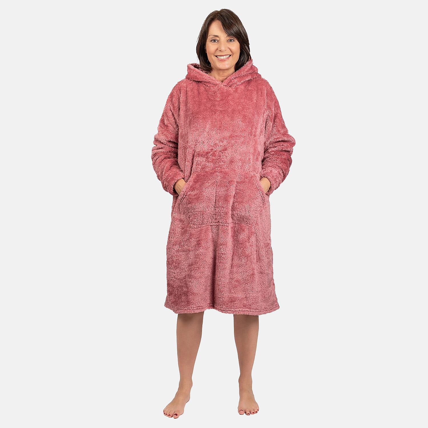 Luxurious Super Soft Sherpa Blanket Hoodie (Over Sized) - Mauve