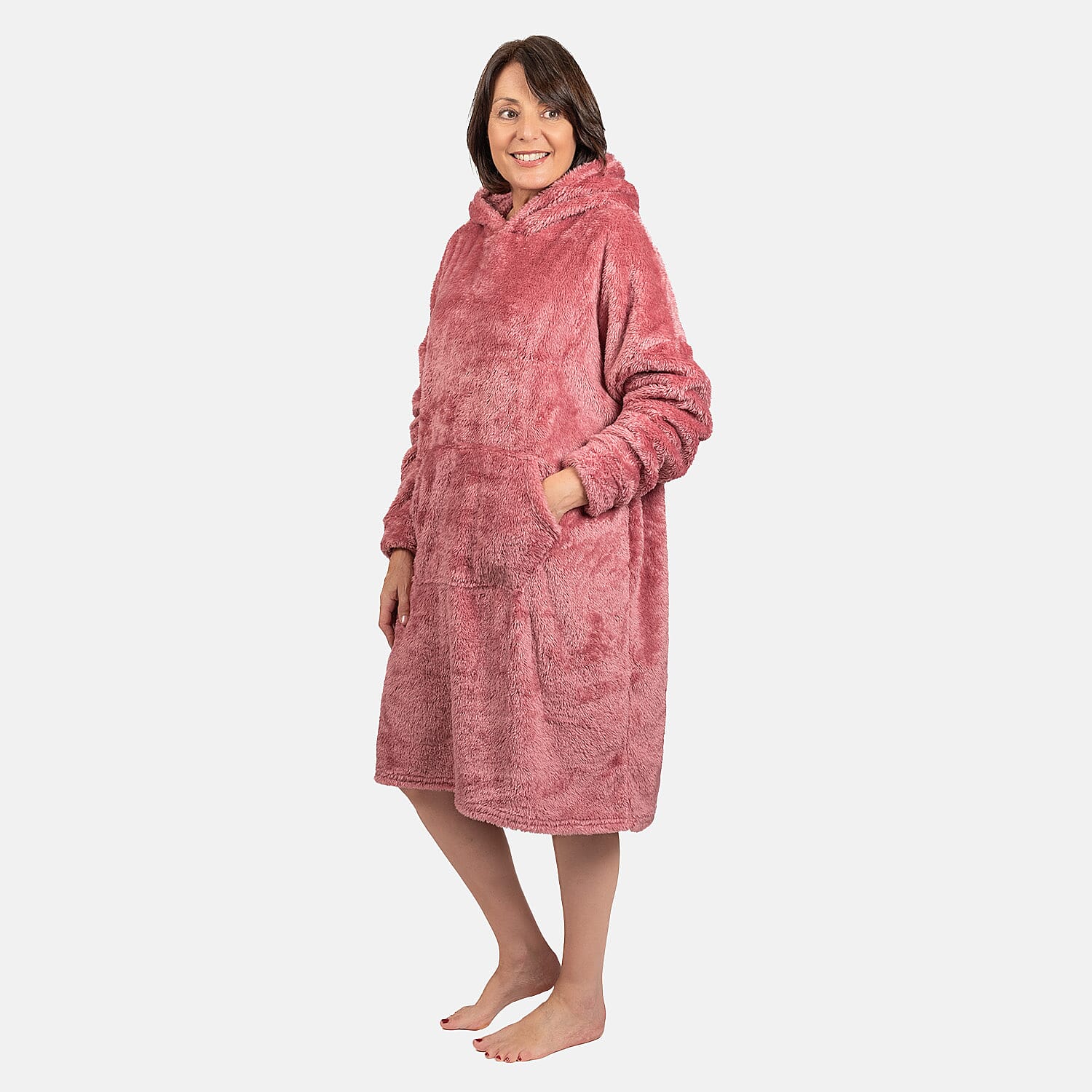 Luxurious Super Soft Sherpa Blanket Hoodie (Over Sized) - Mauve