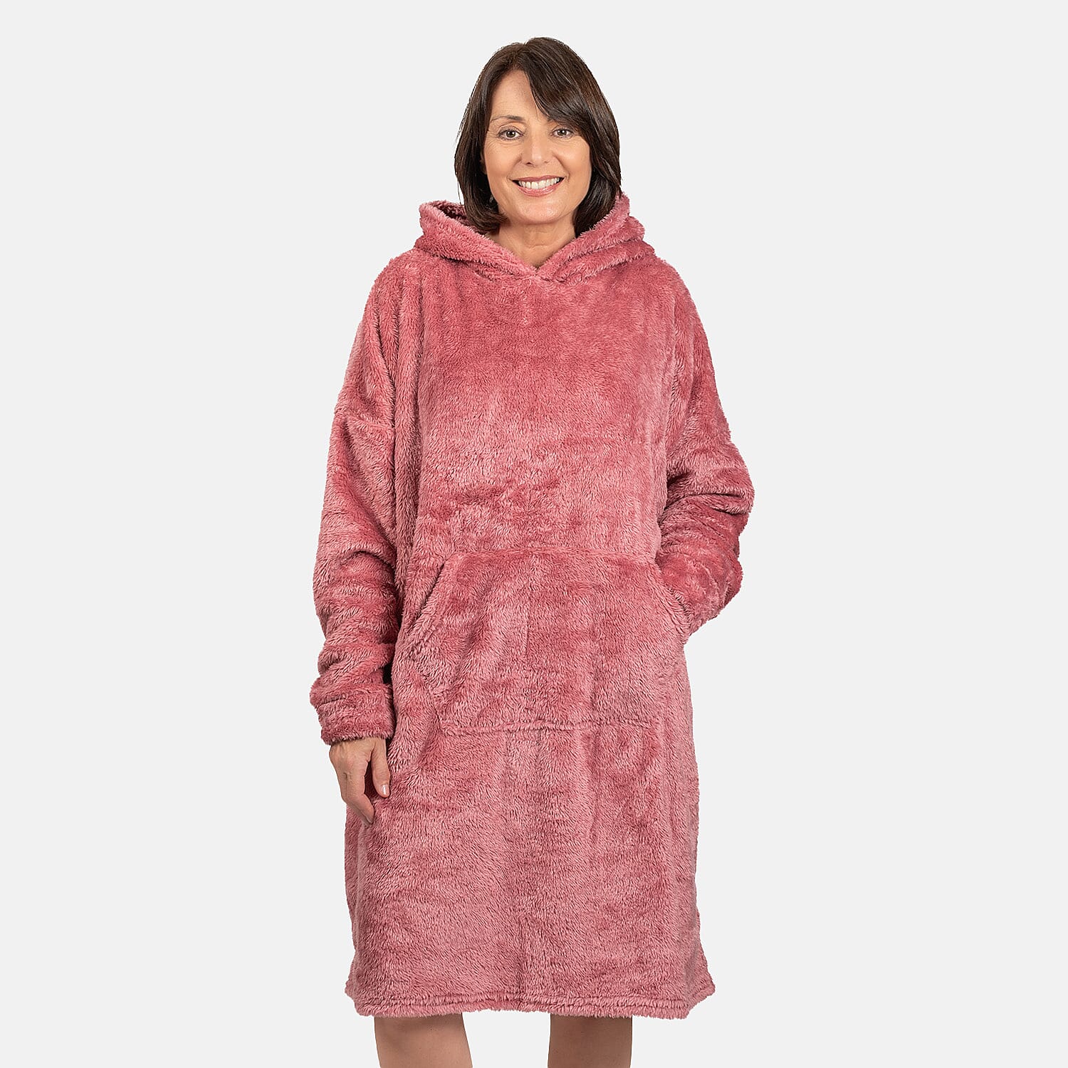 Luxurious Super Soft Sherpa Blanket Hoodie (Over Sized) - Mauve
