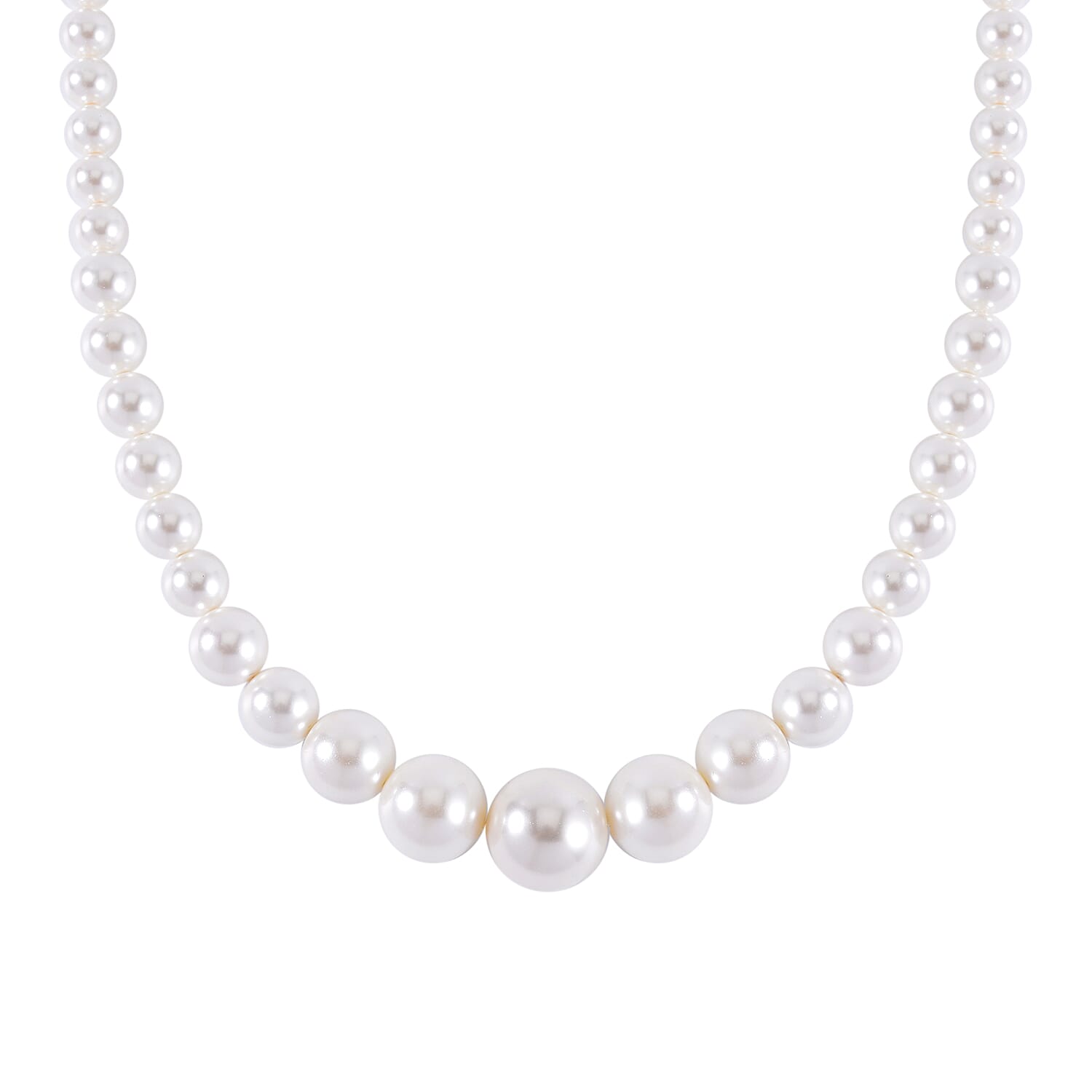 DOD- White Shell Pearl Necklace (Size - 20) with Magnetic Lock