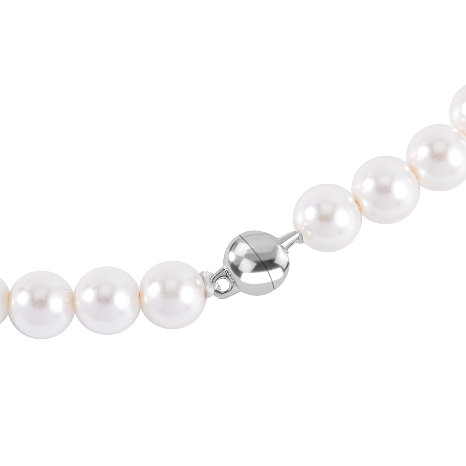 DOD- White Shell Pearl Necklace (Size - 20) with Magnetic Lock