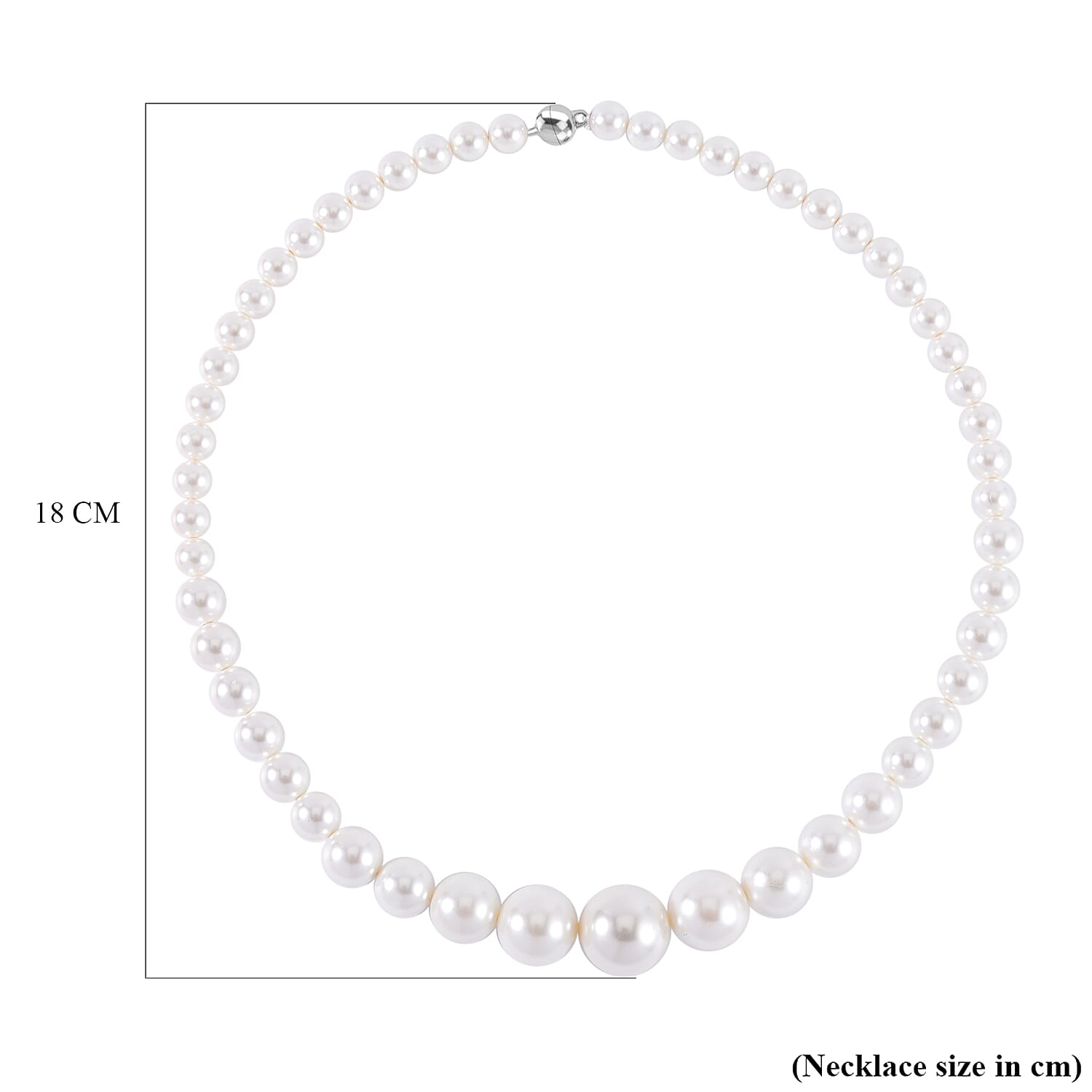 DOD- White Shell Pearl Necklace (Size - 20) with Magnetic Lock