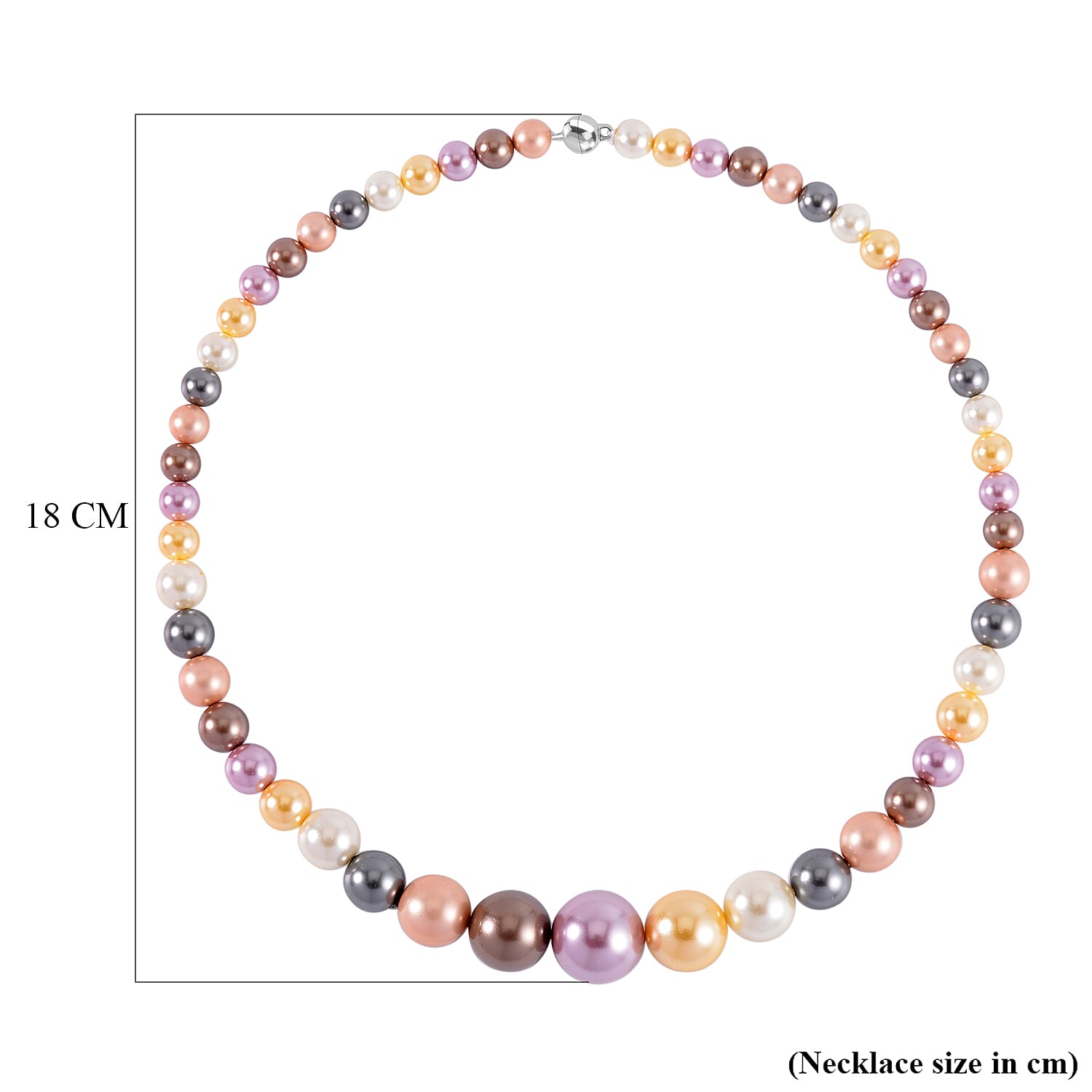 Multi Colour Shell Pearl Necklace (Size - 20) with Magnetic Lock
