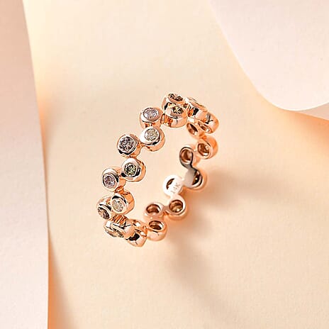14K Rose Gold SGL Certified Pink, Champagne, Natural Yellow & Green Diamond Ring 1.00 Ct.