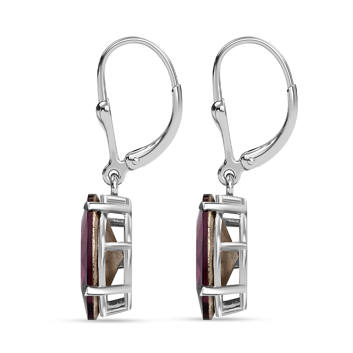 Amethyst Finest Austrian Crystal Solitaire Dangle Earrings in Platinum Overlay Sterling Silver