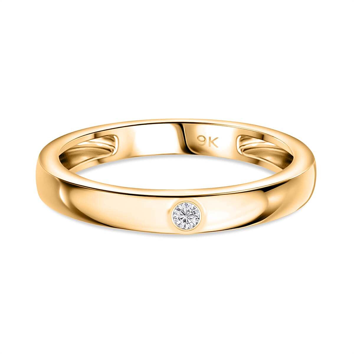 9K Yellow Gold  I3   White Diamond  I3 Band Ring 0.04 ct,  Gold Wt. 1.91 Gms