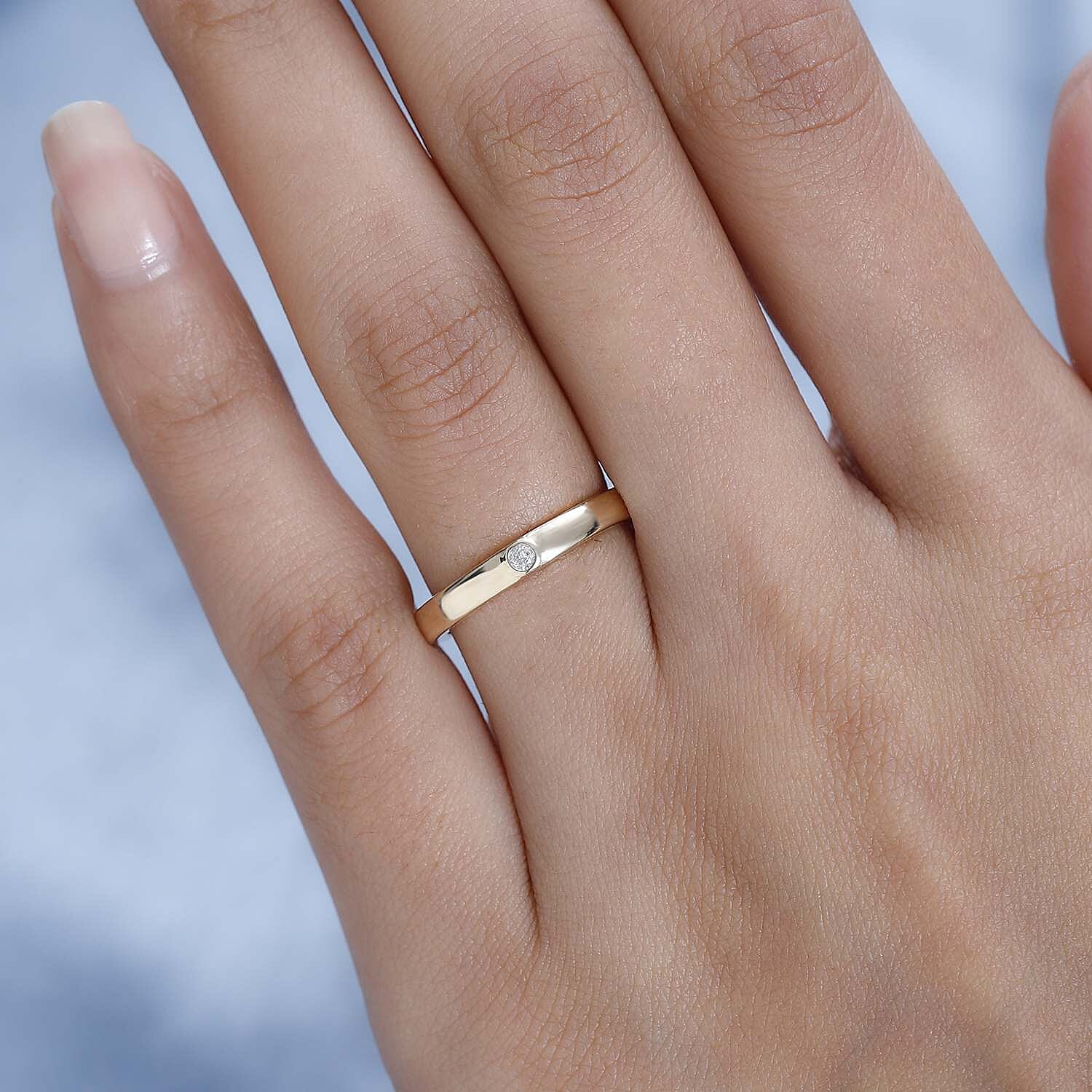 9K Yellow Gold  I3   White Diamond  I3 Band Ring 0.04 ct,  Gold Wt. 1.91 Gms