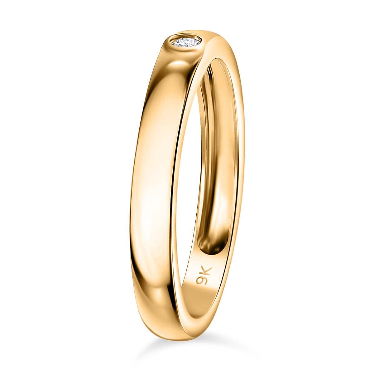 9K Yellow Gold  I3   White Diamond  I3 Band Ring 0.04 ct,  Gold Wt. 1.91 Gms