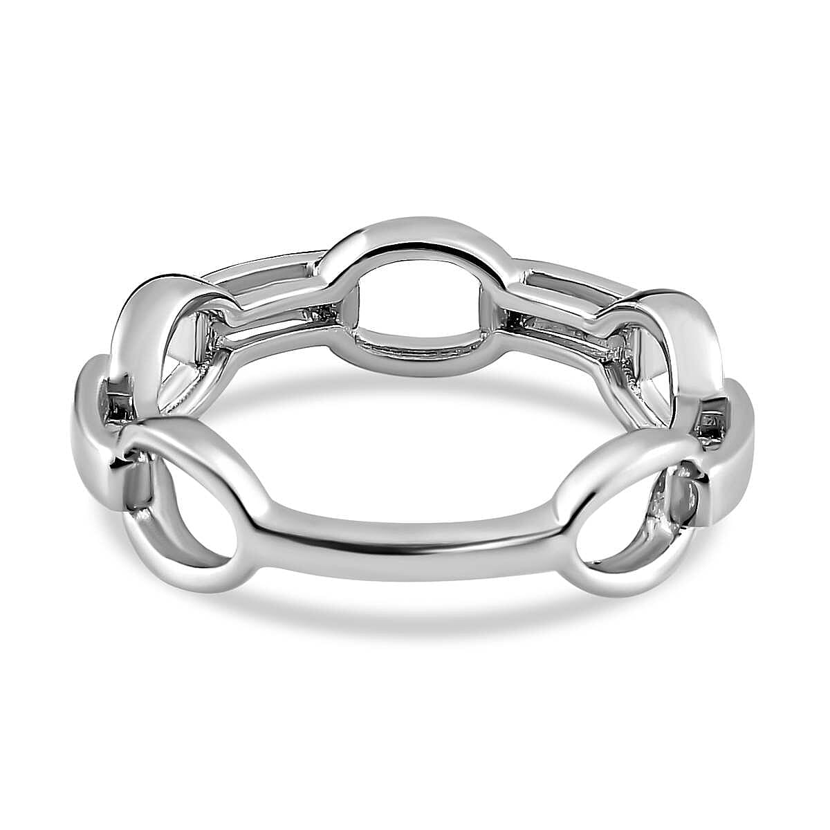 Diamond Pave Cable Link Diamond Band Ring in Platinum Overlay Sterling Silver 0.15 Ct