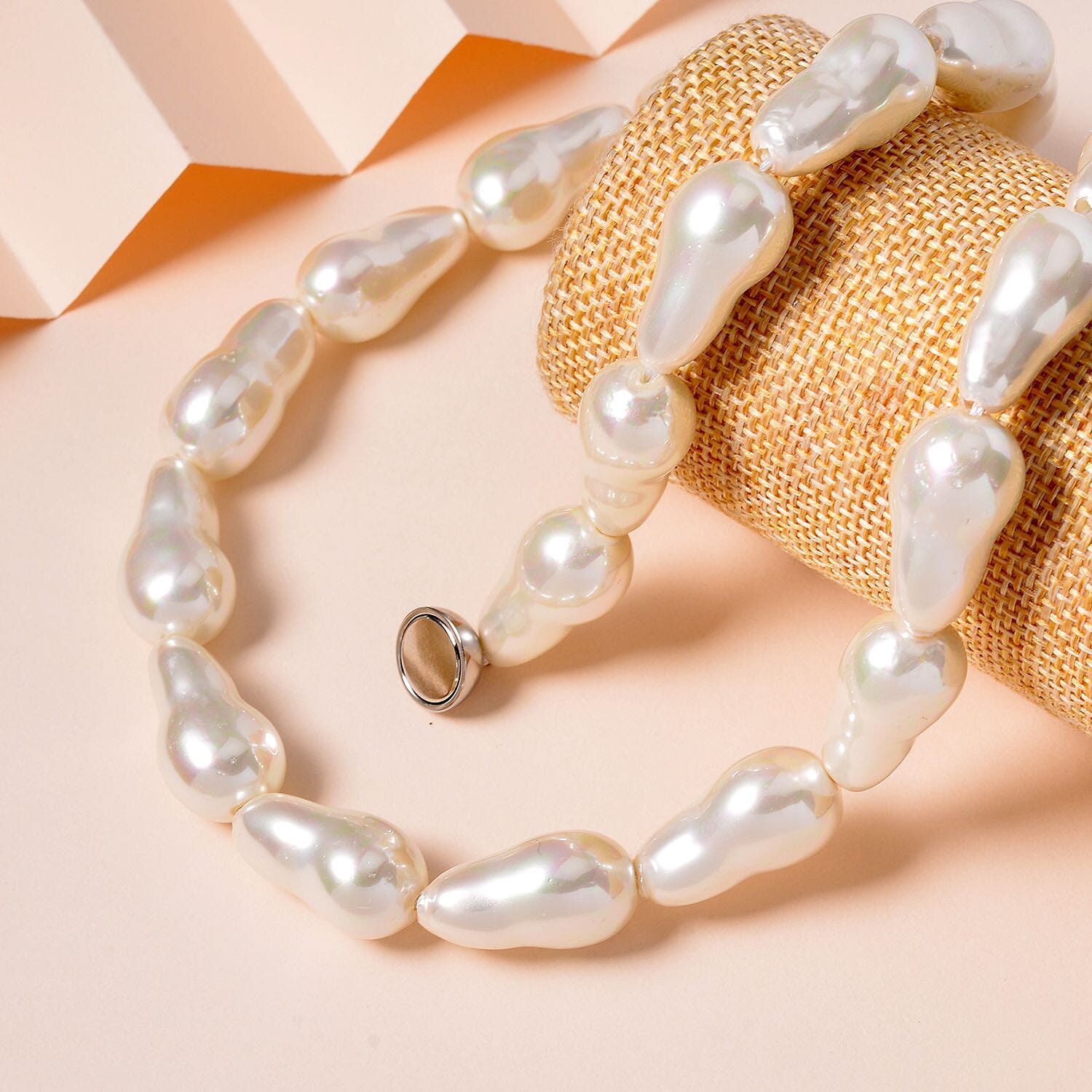 One Time Deal- Baroque Tahitian Color Shell Pearl Necklace with Magnetic Clasp (Size - 20)