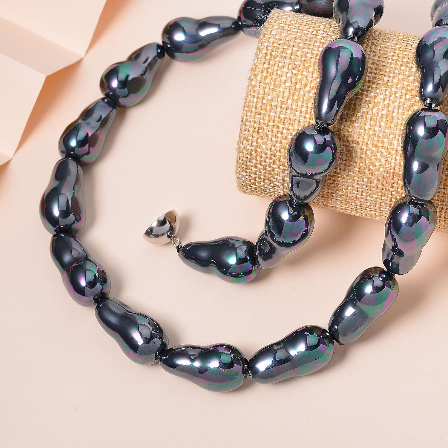 One Time Deal - Baroque Tahitian Colour Shell Pearl Necklace with Magnetic Clasp (Size - 20)