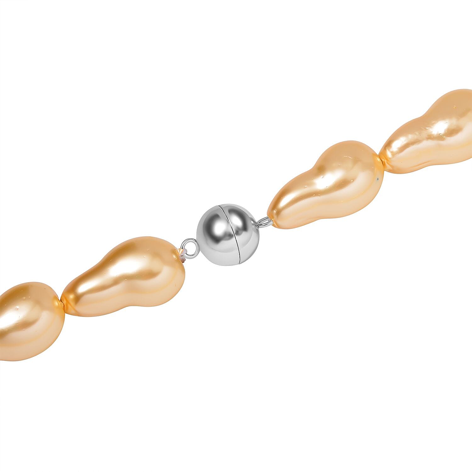 One Time Deal - Baroque Golden Color Shell Pearl Necklace with Magnetic Clasp (Size - 20)