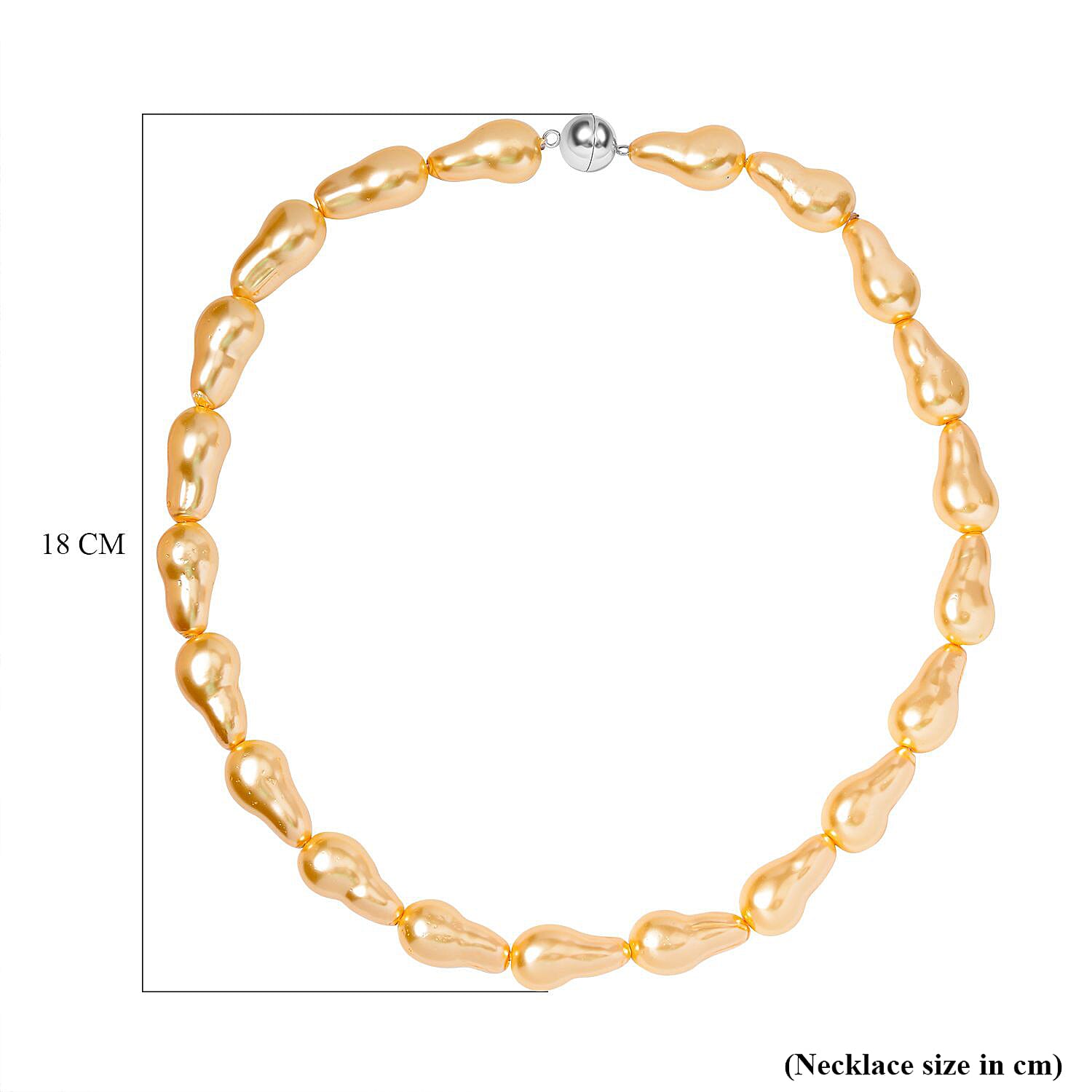 One Time Deal - Baroque Golden Color Shell Pearl Necklace with Magnetic Clasp (Size - 20)