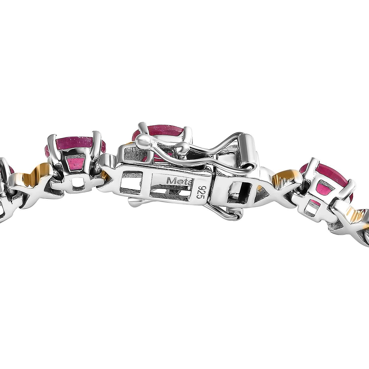 African Ruby Tennis Bracelet (Size - 7.5) in Platinum and Gold Overlay Sterling Silver 14.28 Ct.