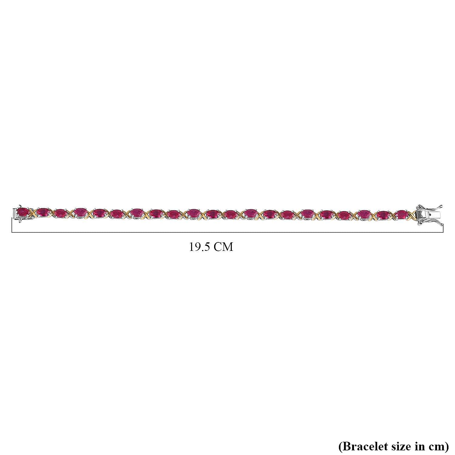 African Ruby Tennis Bracelet (Size - 7.5) in Platinum and Gold Overlay Sterling Silver 14.28 Ct.