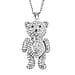 Black & White Austrian Crystal Teddy Bear Necklace (Size - 29-2 inch Ext.)