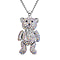Austrian White Crystal & Blue Crystal Teddy Bear Necklace (Size - 29-2 inch Ext.)