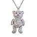 Black & White Austrian Crystal Teddy Bear Necklace (Size - 29-2 inch Ext.)