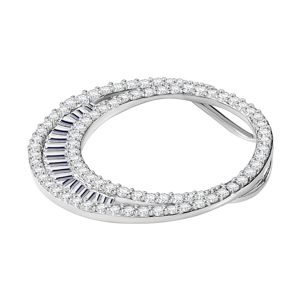 9K White Gold Diamond Crescent Pendant 1.00 Ct