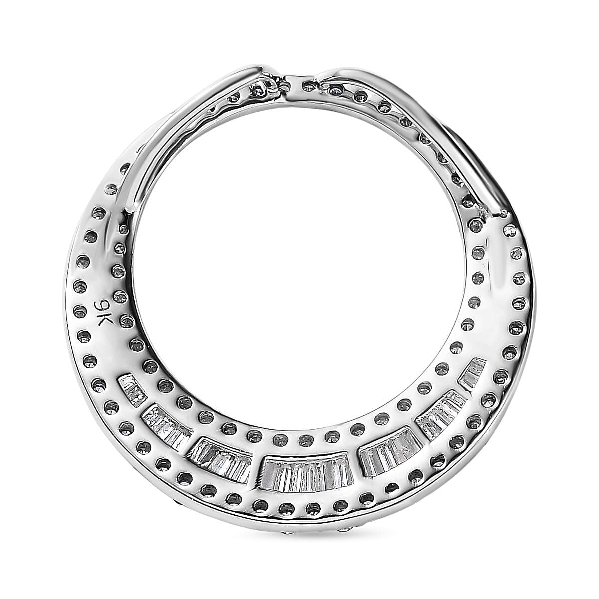 9K White Gold Diamond Crescent Pendant 1.00 Ct