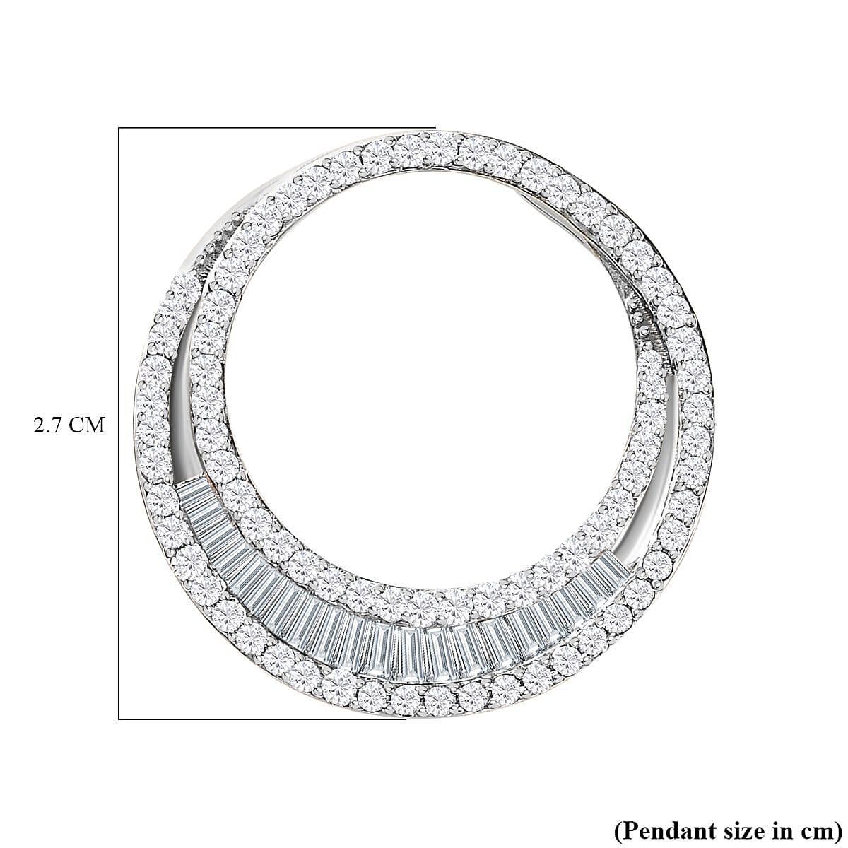 9K White Gold Diamond Crescent Pendant 1.00 Ct
