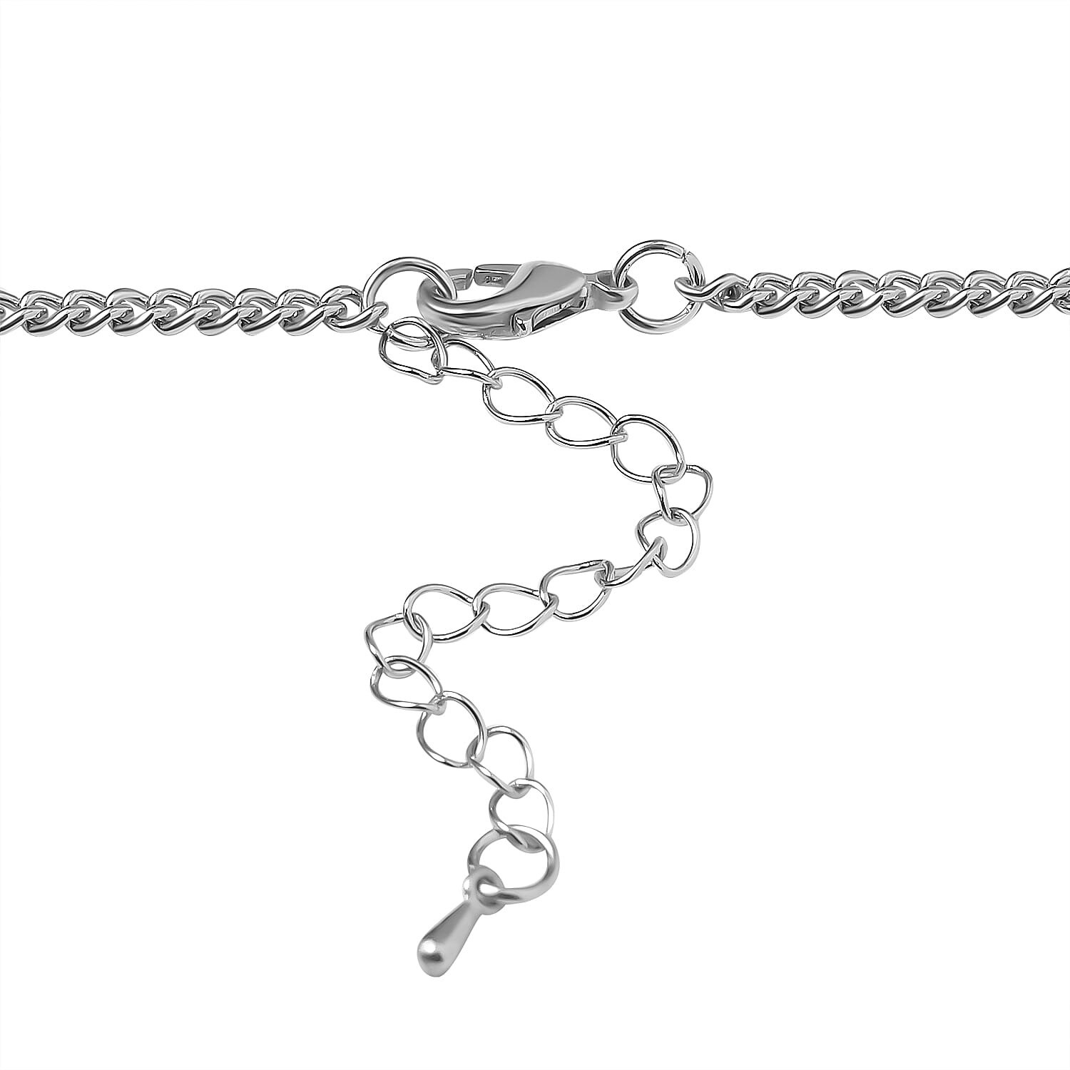 Austrian White Crystal & Blue Crystal Teddy Bear Necklace (Size - 29-2 inch Ext.)