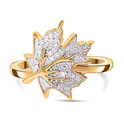 Diamond Maple Leaf Ring in Sterling Silver