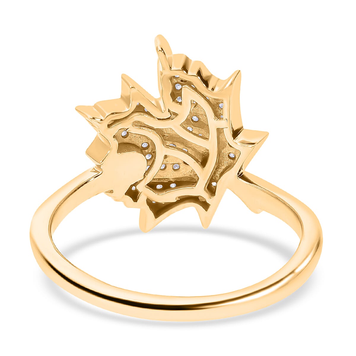 Diamond Maple Leaf Ring in Sterling Silver