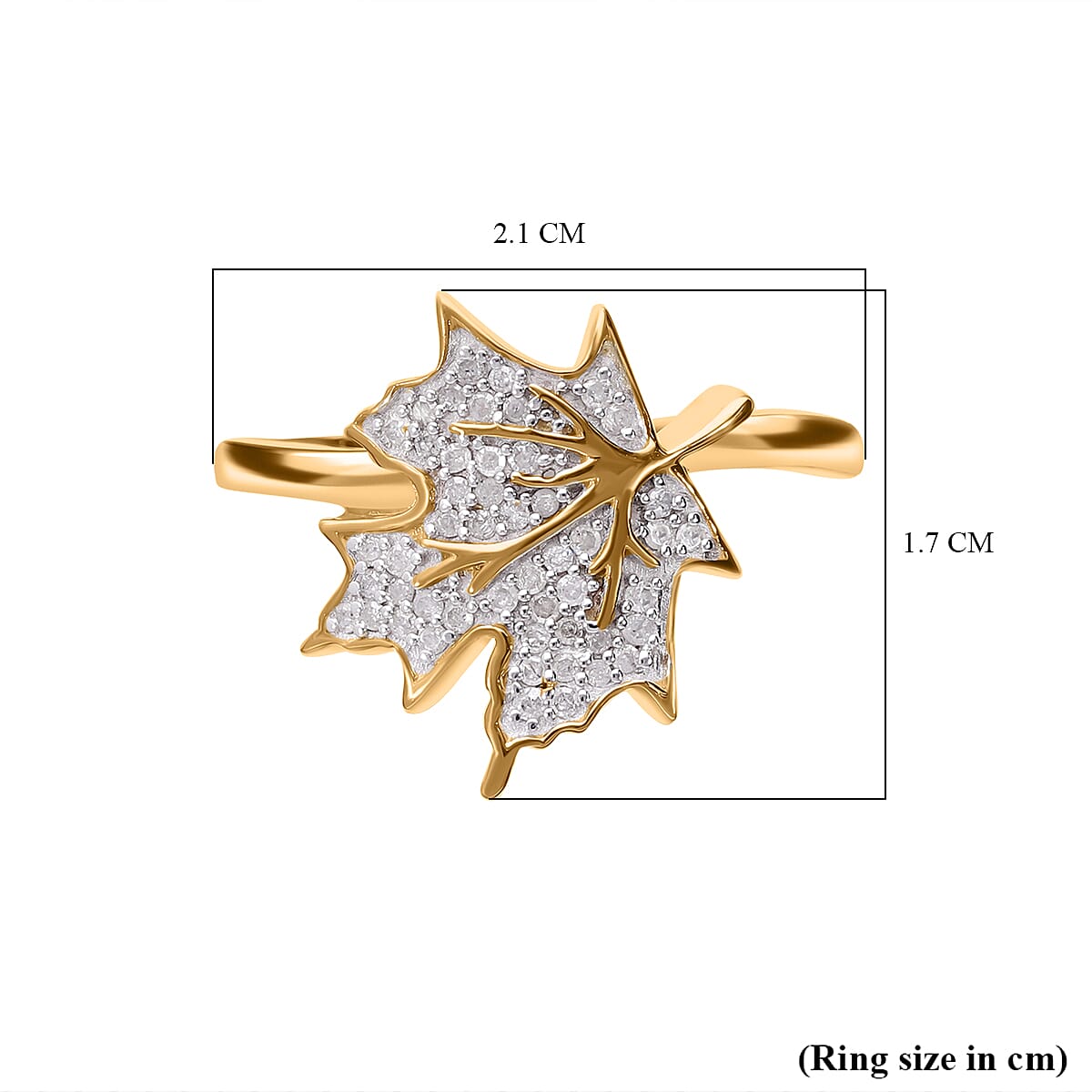 Diamond Maple Leaf Ring in Sterling Silver