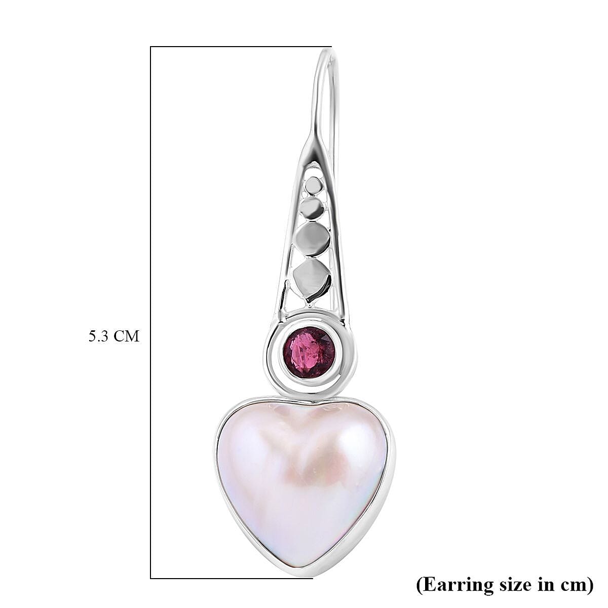 Royal Bali Collection - White Mabe Pearl & Multi-Tourmaline Heart Earrings in Sterling Silver