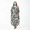 TAMSY 100% Viscose Umbrella Style Round Neck Dress with Sleeve (One Size) - Navy