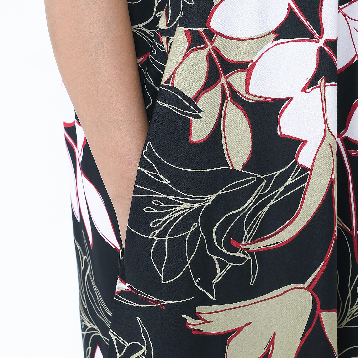 TAMSY Umbrella Style Round Neck Dress with Sleeve - Navy