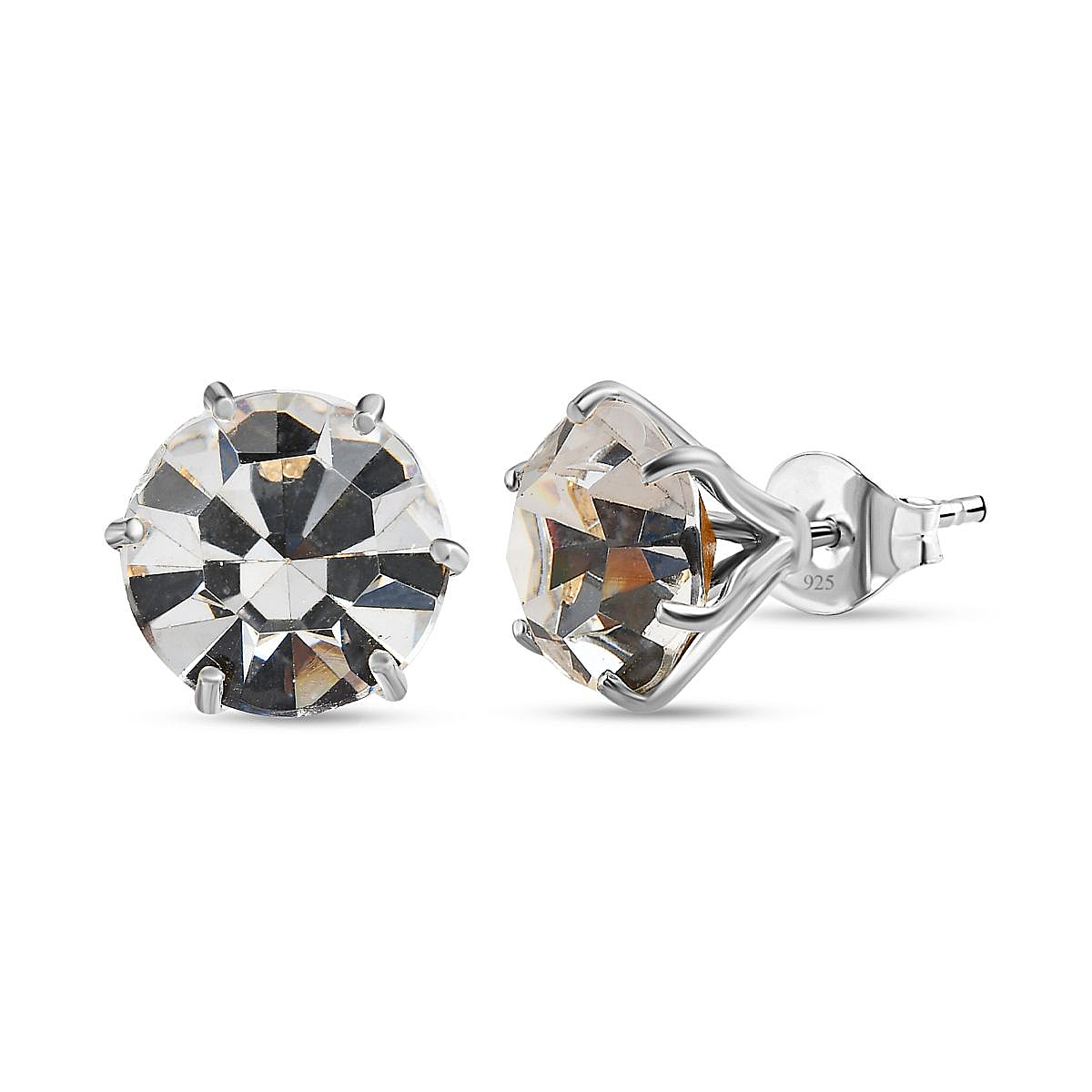 Finest Austrian Crystal Solitaire Stud Earrings in Platinum Overlay Sterling Silver 11.50 Ct