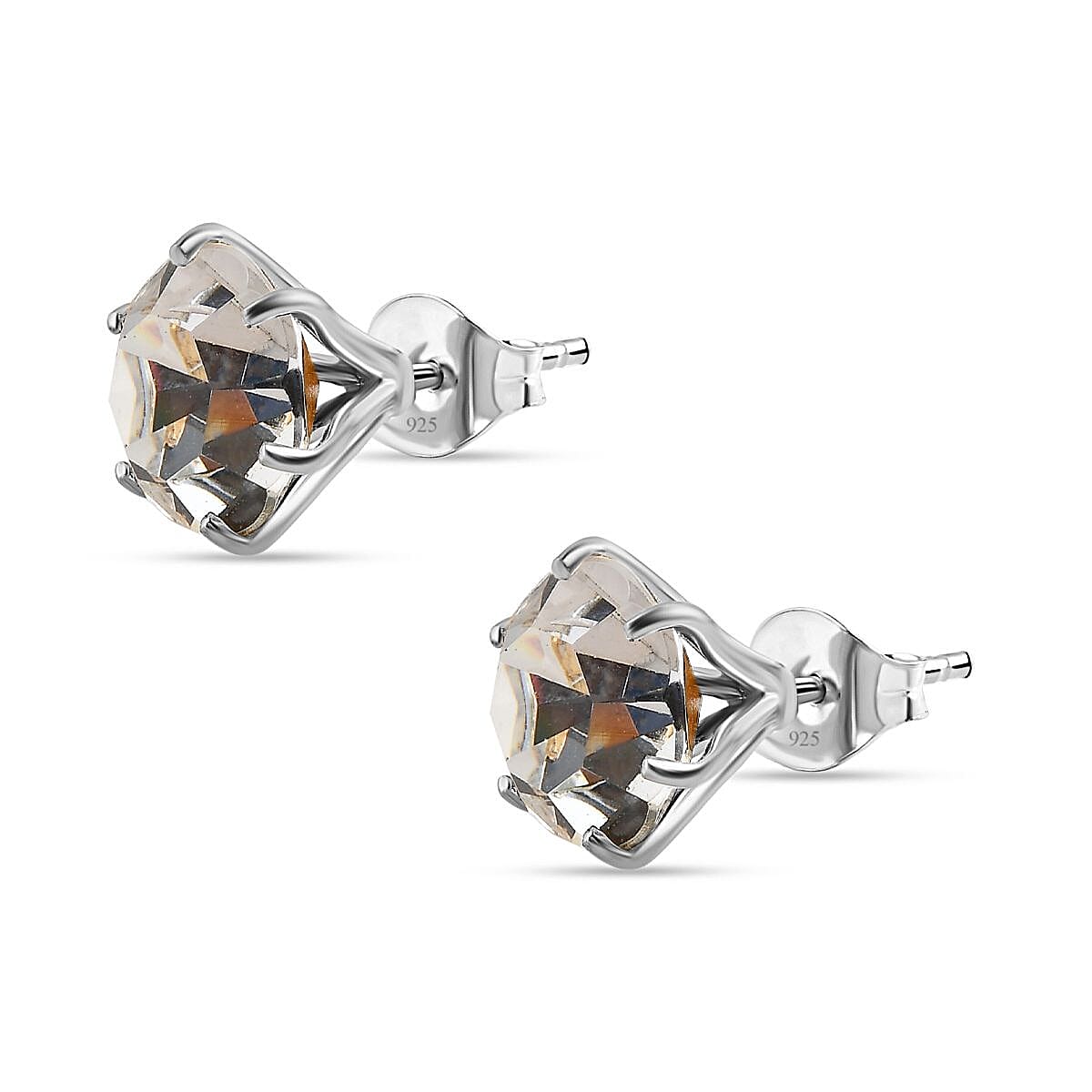White Finest Austrian Crystal Solitaire Stud Earrings in Platinum Overlay Sterling Silver 11.50 Ct