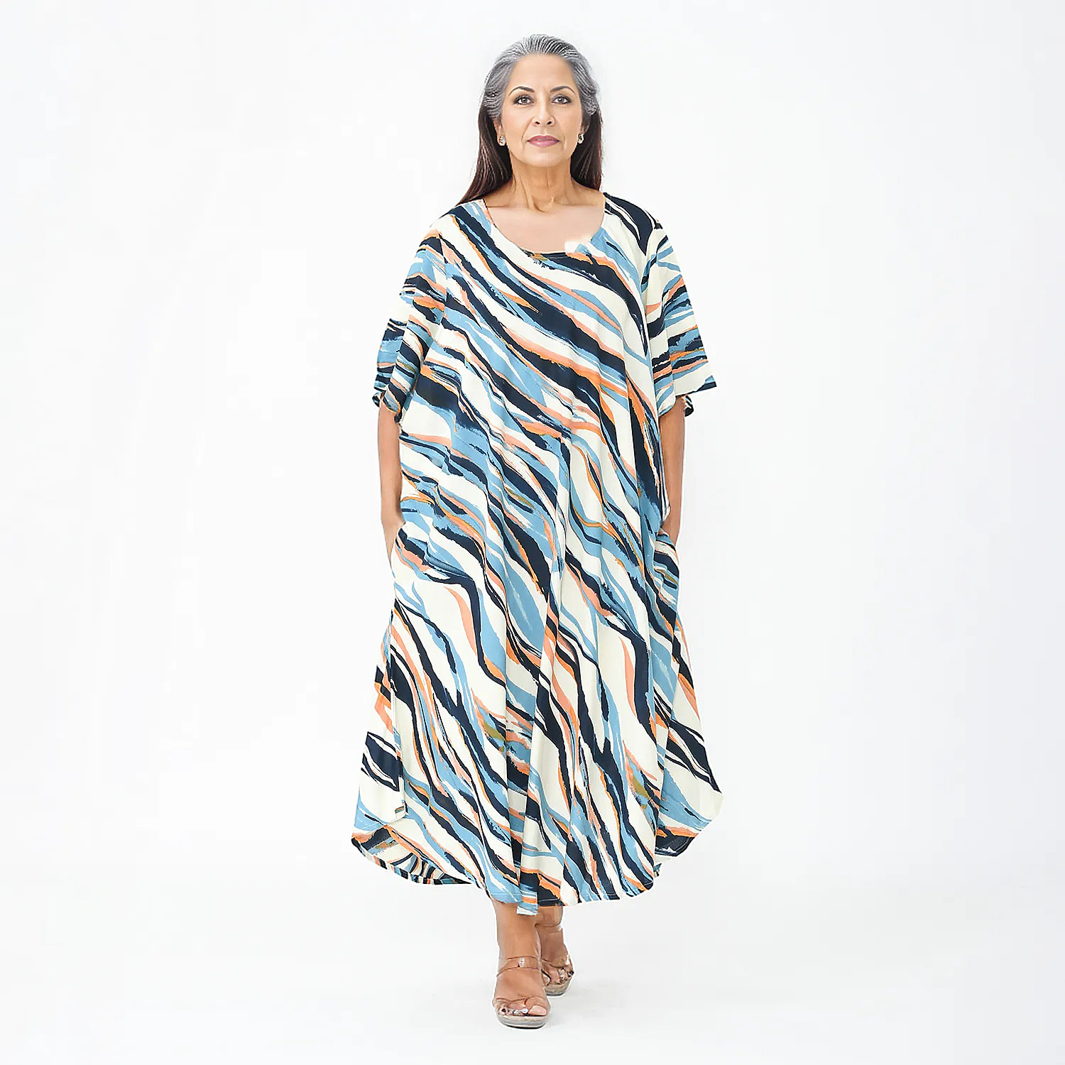 Tamsy Viscose Multi Striple Dress (One Size Curve 20 - 26)