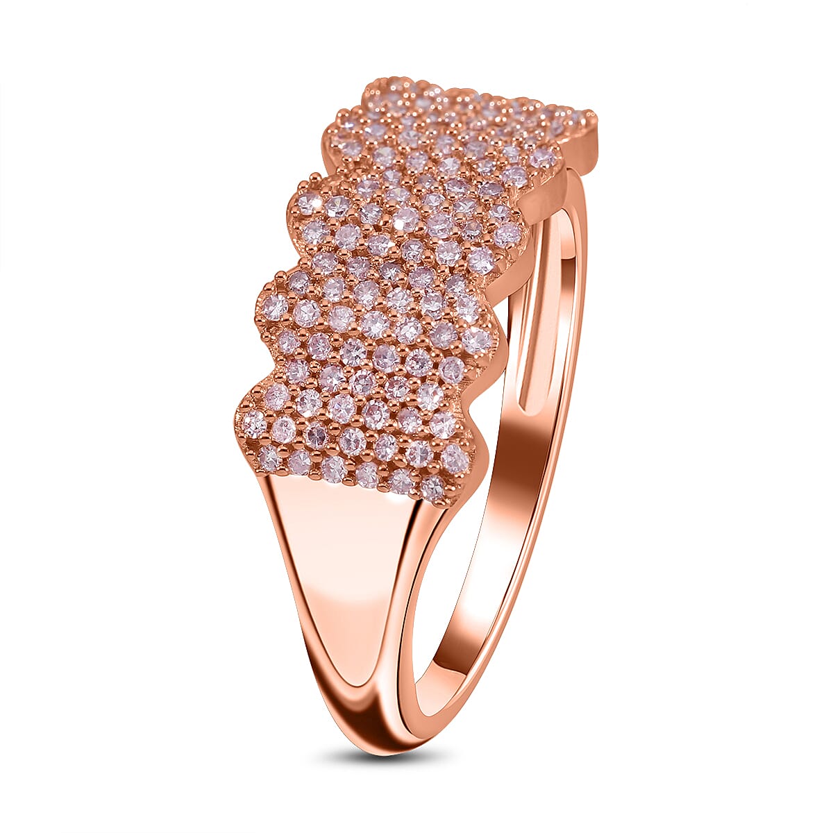 Designer Inspired- 9K Rose Gold Natural Pink Diamond Ring 0.50 Ct